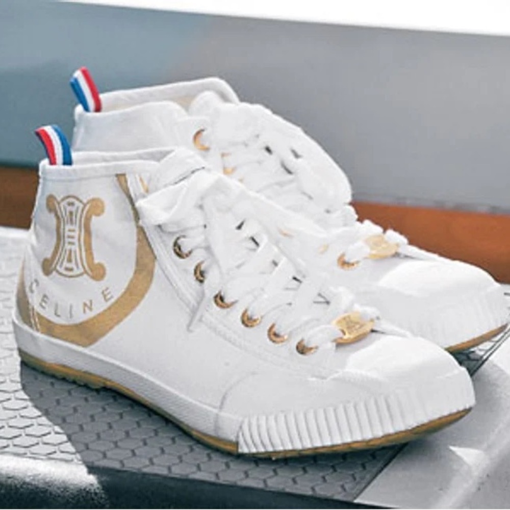 Celine x Feiyue EUC High Top Canvas Sneakers Rare Size 37 EU 7,5 US Vintage
